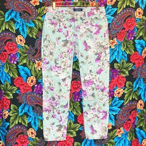 WOMEN'S CHARTER CLUB JEAN SHOP PETITE FLORAL JEANS SKINNY ANKLE PANTS SIZE 4P
